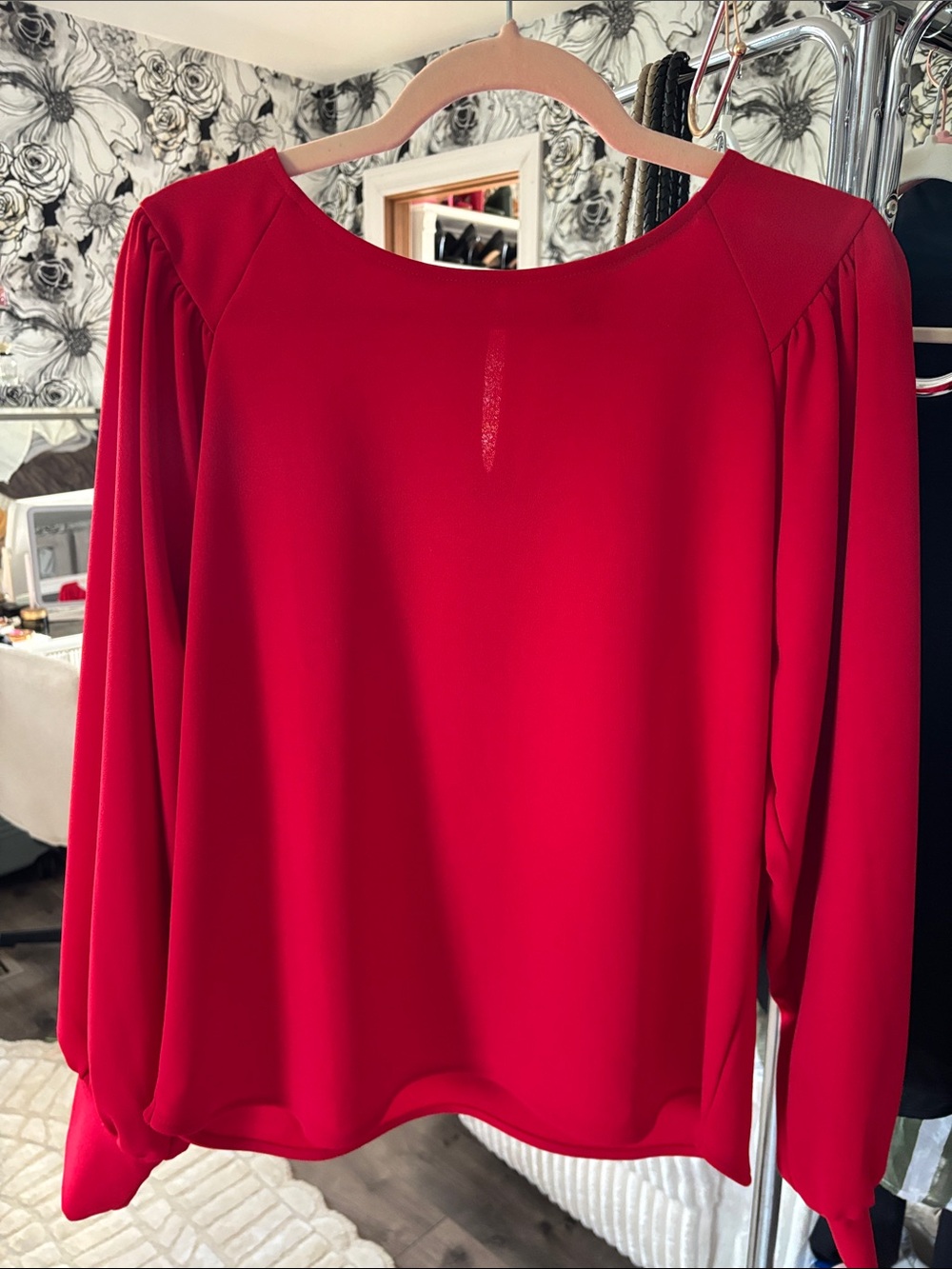Ann Taylor Vibrant Red Long-Sleeve Blouse